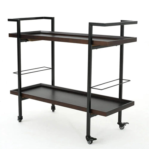 Modern Industrial Bar Cart With Shelving and Casters [Online Only]