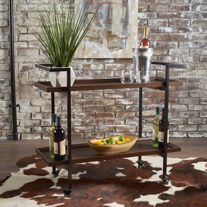 Modern Industrial Bar Cart With Shelving and Casters [Online Only]