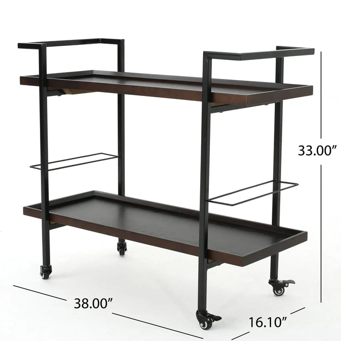 Modern Industrial Bar Cart With Shelving and Casters [Online Only]