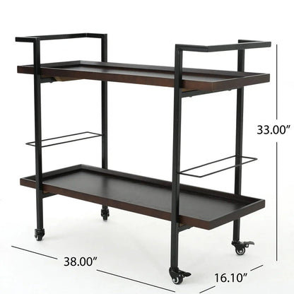 Modern Industrial Bar Cart With Shelving and Casters [Online Only]