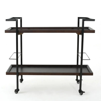 Modern Industrial Bar Cart With Shelving and Casters [Online Only]