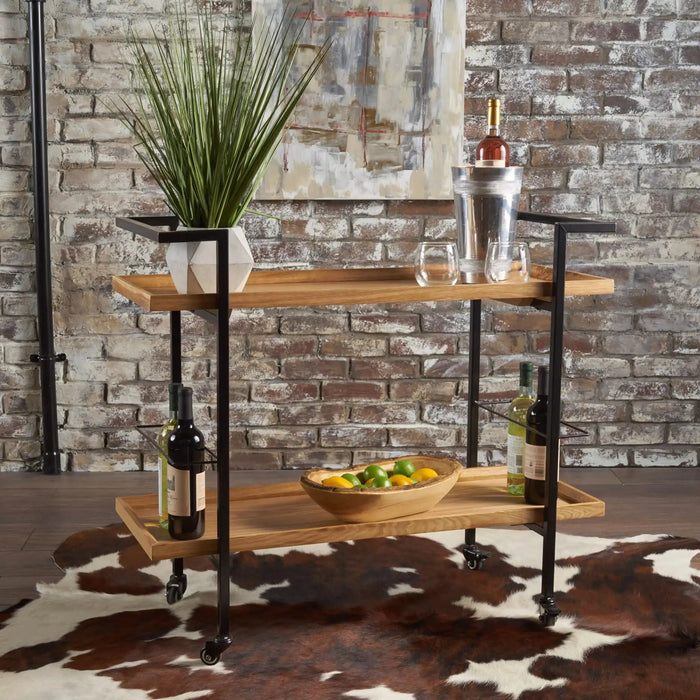 Modern Industrial Bar Cart With Shelving and Casters [Online Only]