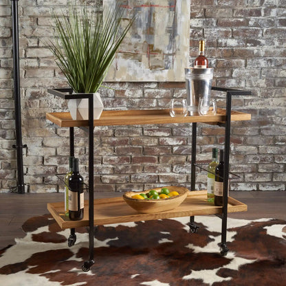 Modern Industrial Bar Cart With Shelving and Casters [Online Only]