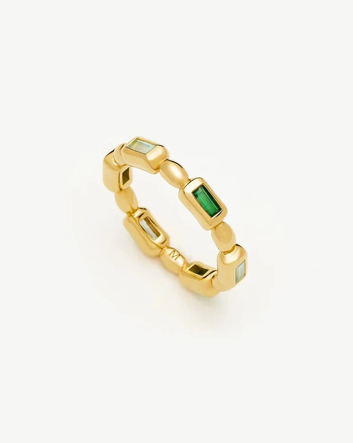 Molten Gemstone Stacking Ring | 18ct Gold Plated/Blue & Green Onyx Rings Missoma