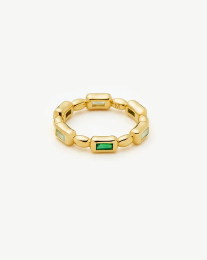 Molten Gemstone Stacking Ring | 18ct Gold Plated/Blue & Green Onyx Rings Missoma