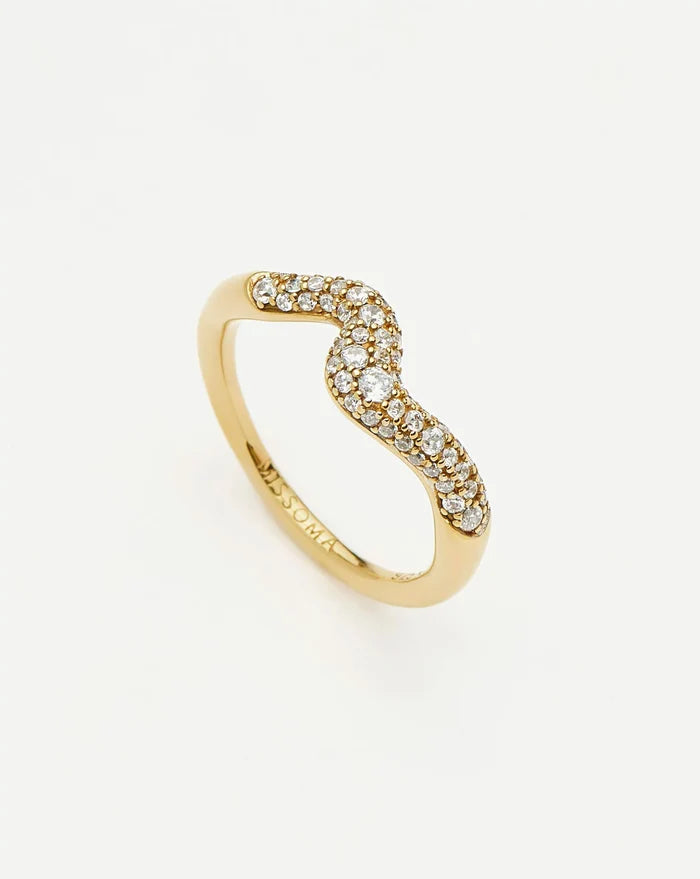 Molten Snow Stacking Ring | 18ct Gold Vermeil/Cubic Zirconia Rings Missoma