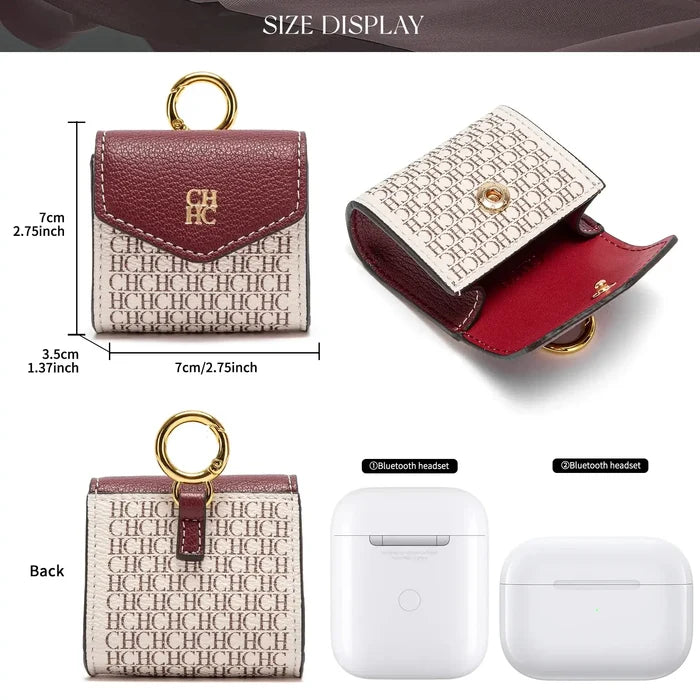 Burgundy Luxury monogram mini pouch AirPods keys women FTF Market UK