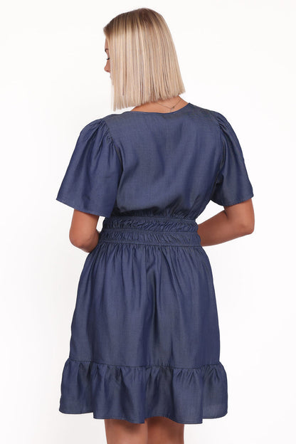Petal and Pup USA DRESSES Morwenna Mini Dress - Chambray (Hold for Amazon)