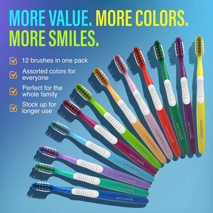 Multi-Action Toothbrush with Tongue Cleaner – 12 Pack