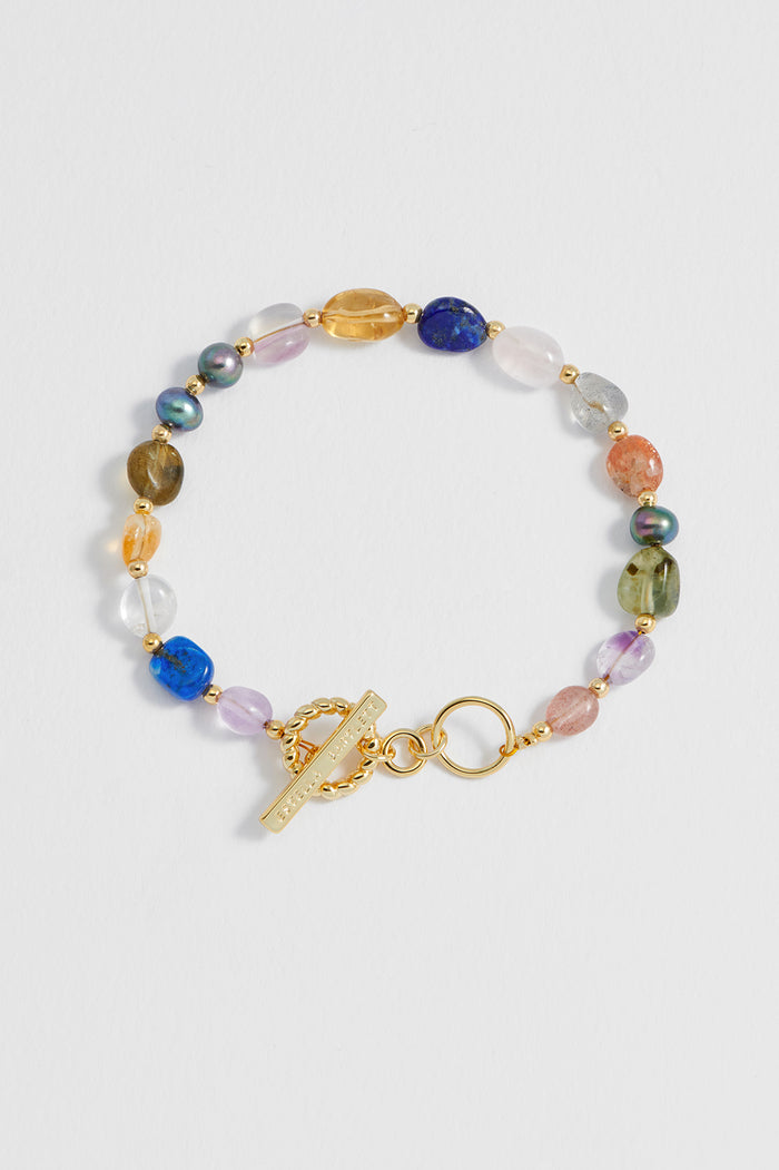 Multi Beaded T Bar Bracelet