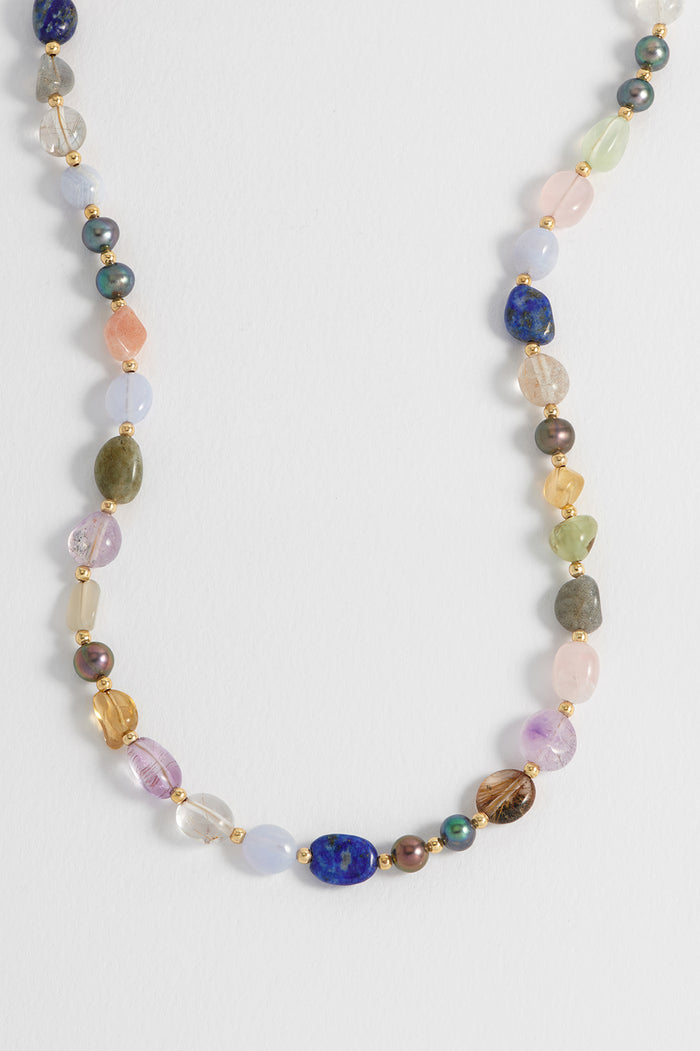 Multi Beaded T Bar Necklace