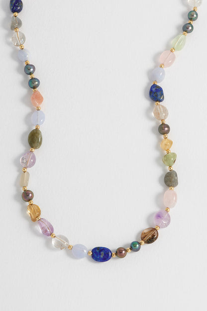 Multi Beaded T Bar Necklace