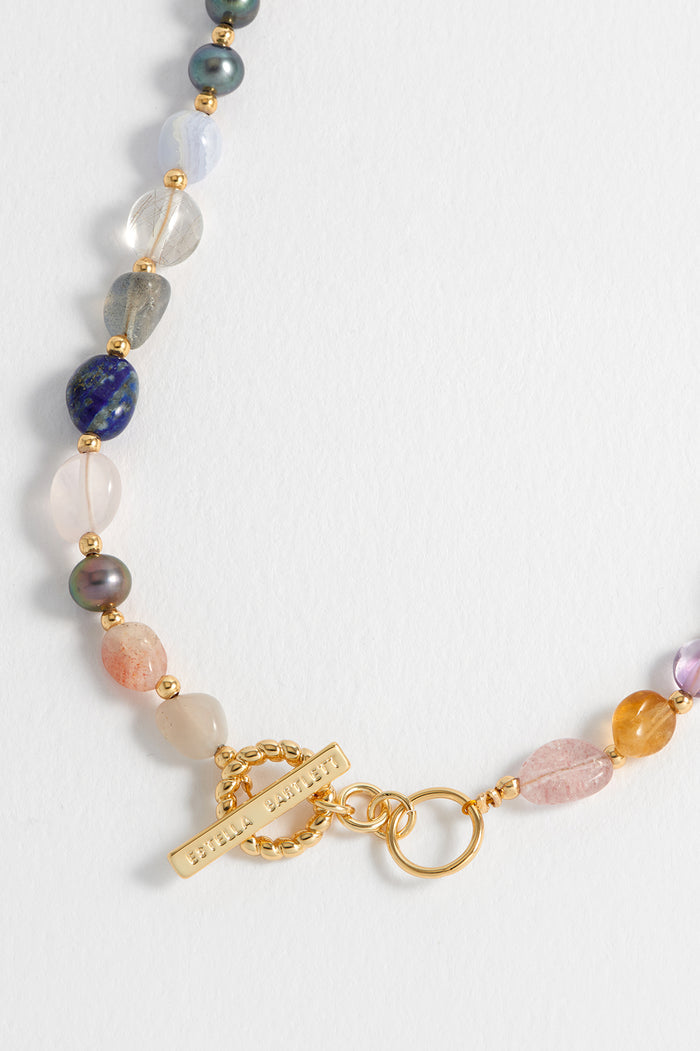 Multi Beaded T Bar Necklace