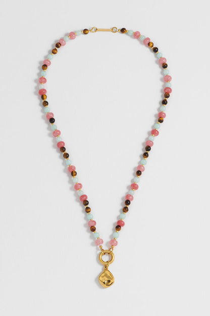 Multi Facet Gemstone Spring Clasp Necklace