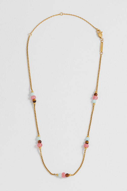Multi Gemstone Rope Chain Necklace