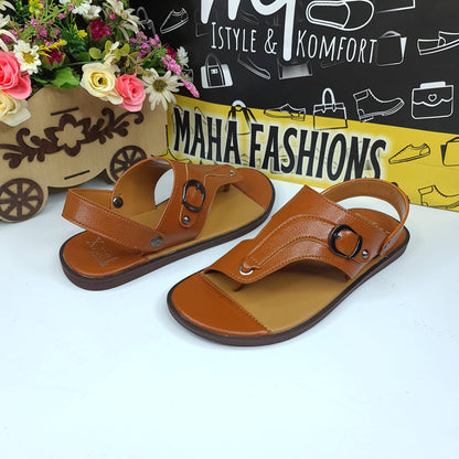 Mustard Stitch Pattern Sandals - Maha fashions -