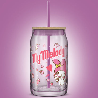 My Melody Favorite Flavor Lidded Glass Tumbler Home Goods JoyJolt