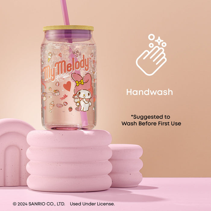My Melody Favorite Flavor Lidded Glass Tumbler Home Goods JoyJolt