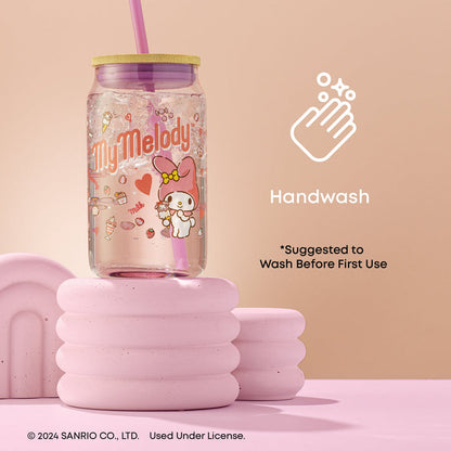 My Melody Favorite Flavor Lidded Glass Tumbler Home Goods JoyJolt