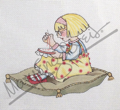 Needlepoint Canvas: Ann Estelle Sewing