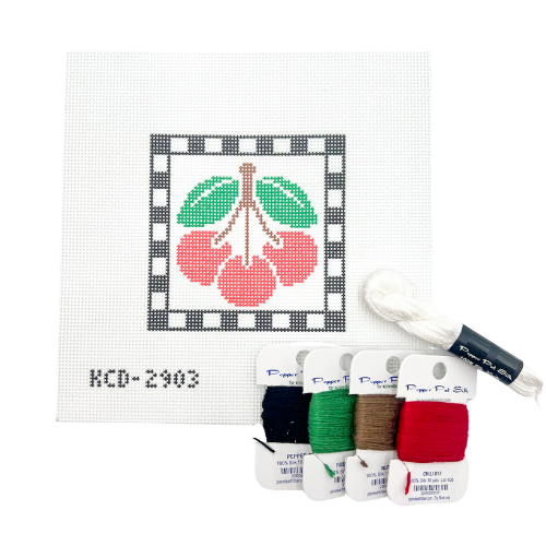 Needlepoint Canvas: Cherries Square Kit