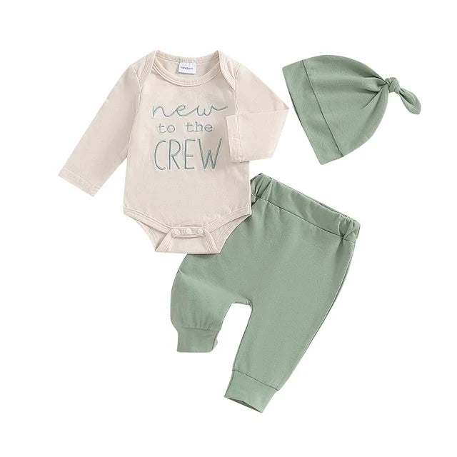 Beige Top with Green Pants / 0-3 months