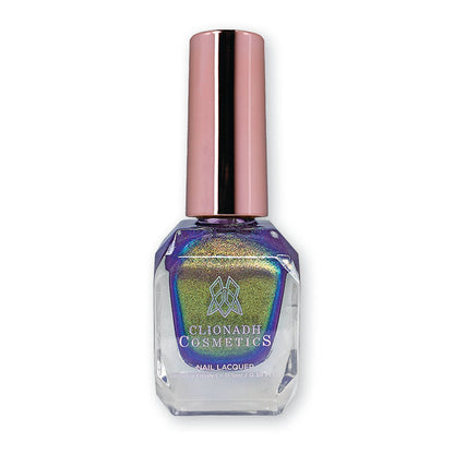 Niello nail lacquer bottle in front of a white background.