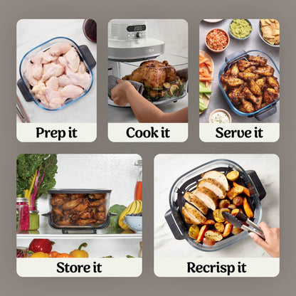 Ninja CRISPi PRO 7-in-1 XL Glass Air Fryer - Bone | AS101UKLG