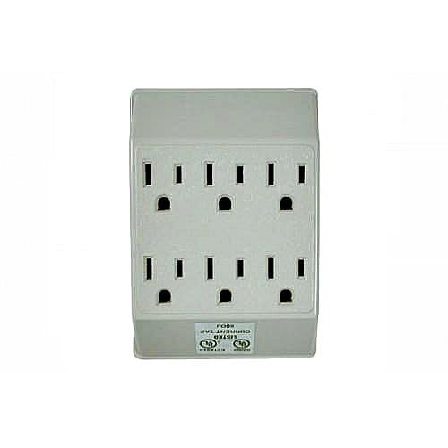Nippon 6 Wall Outlet Socket The 6-outlet wall-mounted surge protector can provide protection for your electrical appliances -14-516 Hannah's Variety Store