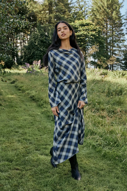 Nobody's Child Navy Check Otto Maxi Skirt on model Shop Nobody’s Child at Dotique