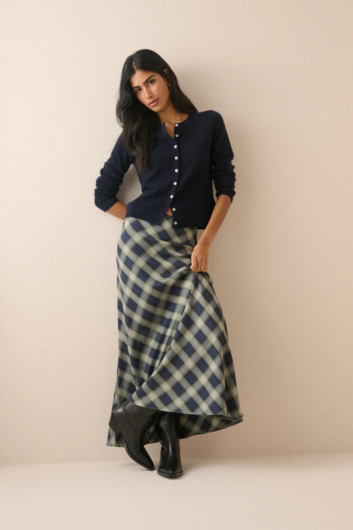 Nobody's Child Navy Check Otto Maxi Skirt on model by Nobody's Child. Shop Nobody's Child at Dotique