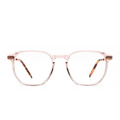 diff eyewear noel square glasses with a rose crystal acetate frame and prescription lenses front view
