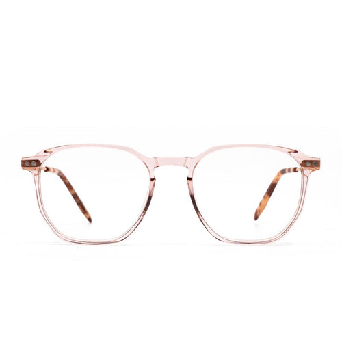 diff eyewear noel square glasses with a rose crystal acetate frame and prescription lenses front view