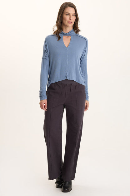 XCVI Norda Soft Stretch Jersey Mock-Neck Keyhole Top