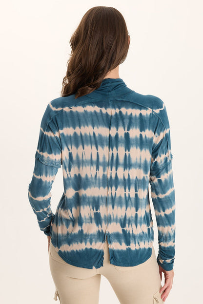 XCVI Norda Soft Stretch Jersey Mock-Neck Keyhole Top