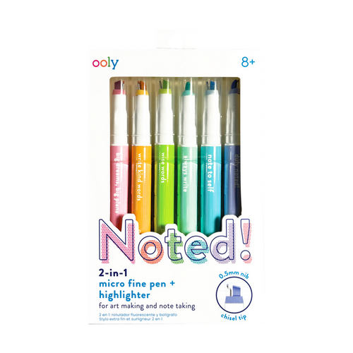 OOLY Noted! 2-in-1 Micro Fine Tip Pen and Highlighters packaging front