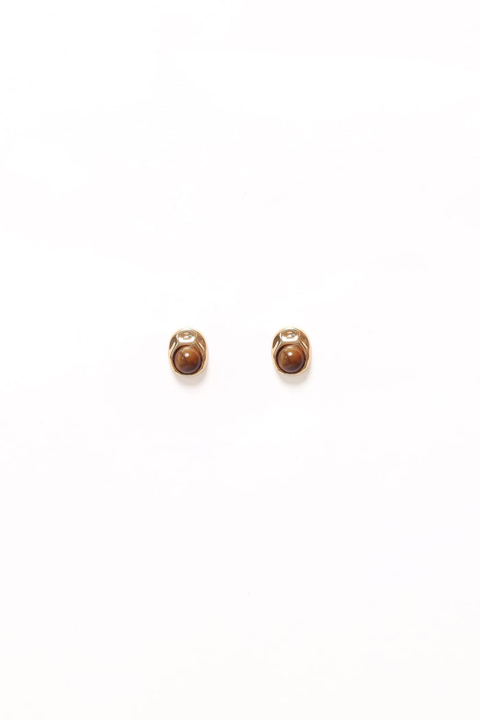 Petal and Pup USA ACCESSORIES Nova Earrings - Brown/Gold One Size