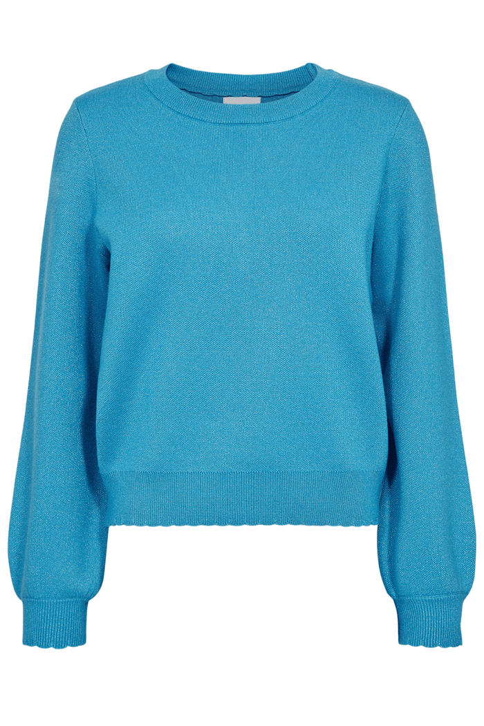 Nümph Nubir Solid Pullover Aquarius bright blue shimmer jumper – Dotique