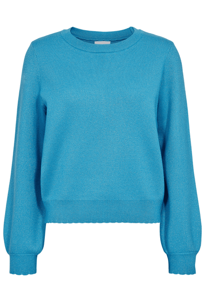 Nümph Nubir Solid Pullover Aquarius bright blue shimmer jumper – Dotique