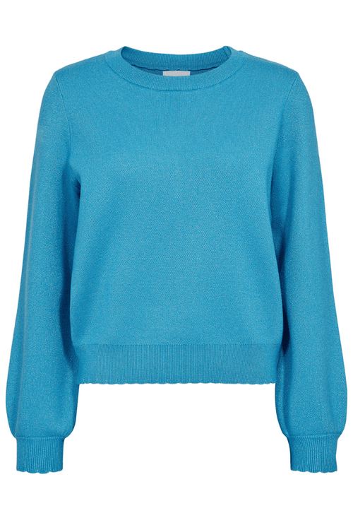 Nümph Nubir Solid Pullover Aquarius bright blue shimmer jumper – Dotique