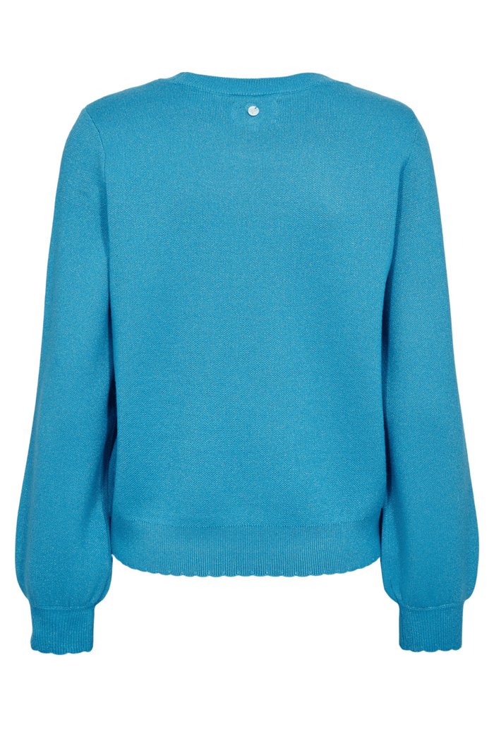 Nümph Nubir Solid Pullover Aquarius bright blue shimmer jumper – Dotique