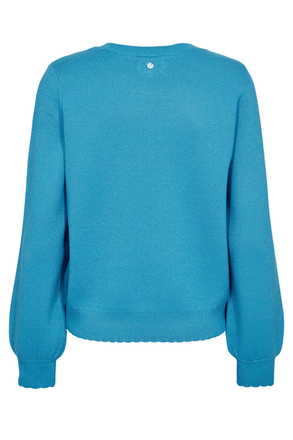 Nümph Nubir Solid Pullover Aquarius bright blue shimmer jumper – Dotique