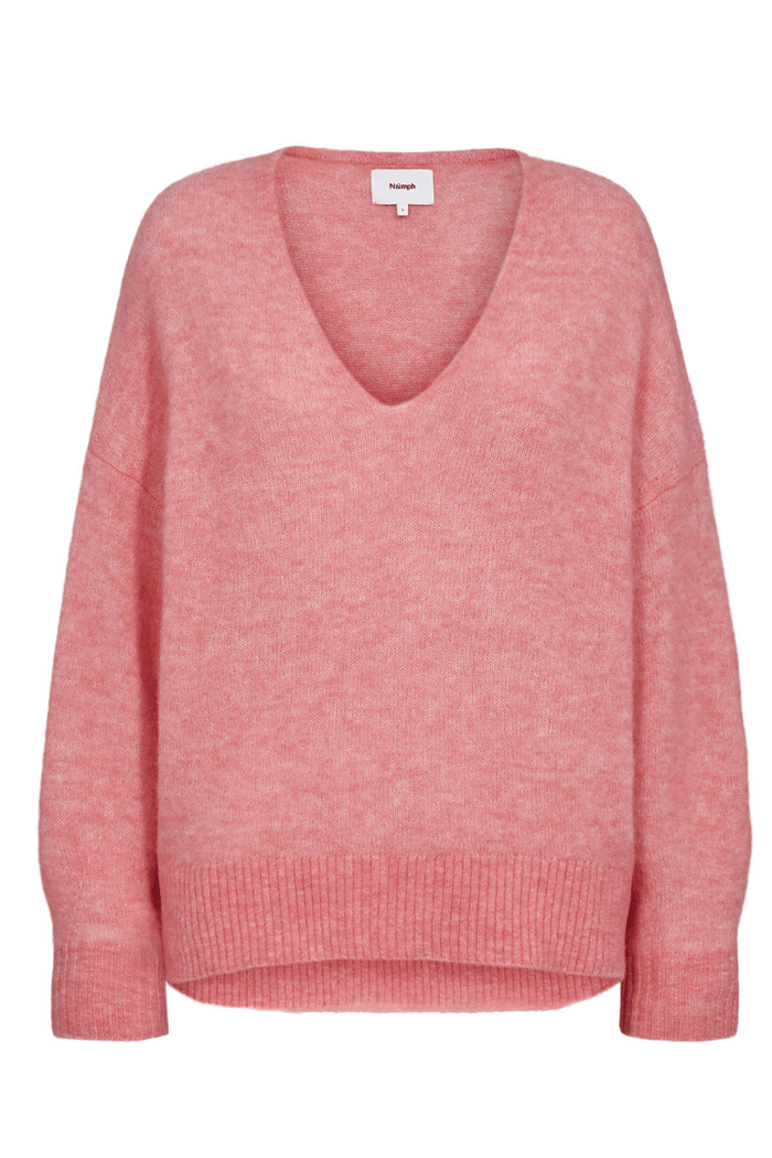 Nümph Nuriette V-Neck Pullover Pink Lemonade soft pink alpaca wool jumper – Dotique
