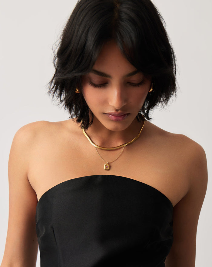 October Birthstone Pendant Necklace | 18k Gold Vermeil/Pink Tourmaline Necklaces Missoma