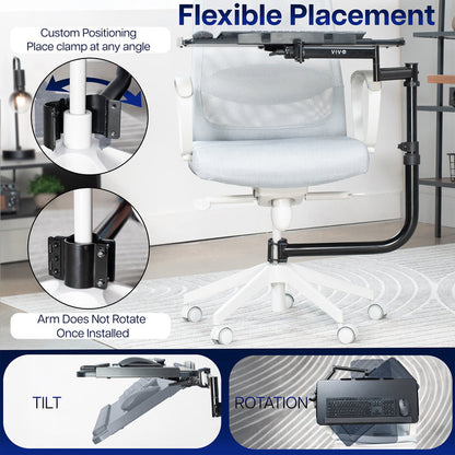Office Chair Mounted Premium Keyboard Tray with custom positioning and flexible placement.