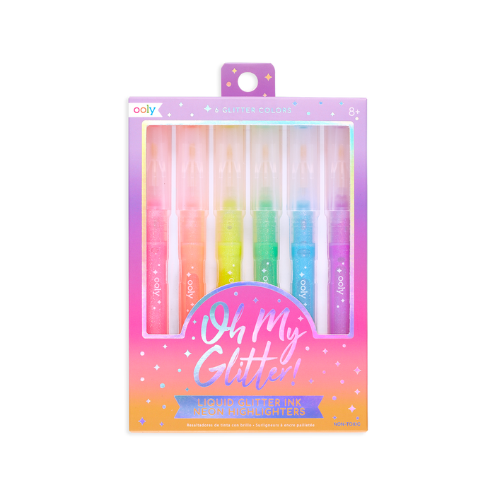OOLY Oh My Glitter! Neon Highlighters set of 6