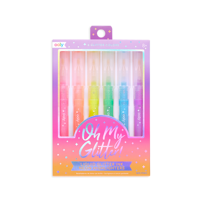 OOLY Oh My Glitter! Neon Highlighters set of 6