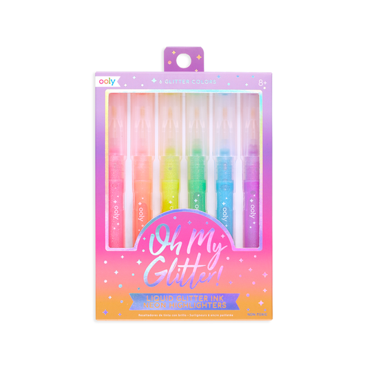 OOLY Oh My Glitter! Neon Highlighters set of 6