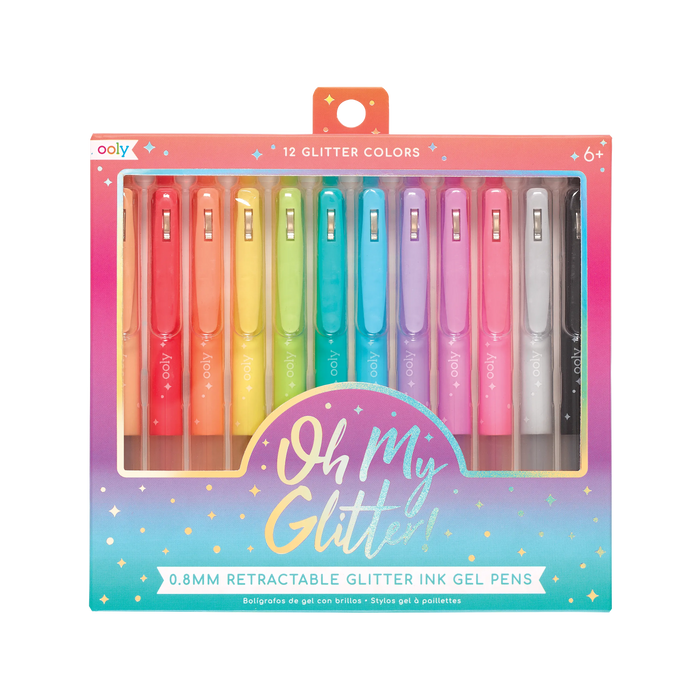 Front of packaging of OOLY Oh My Glitter! Retractable Gel Pens