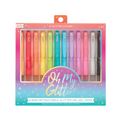Front of packaging of OOLY Oh My Glitter! Retractable Gel Pens